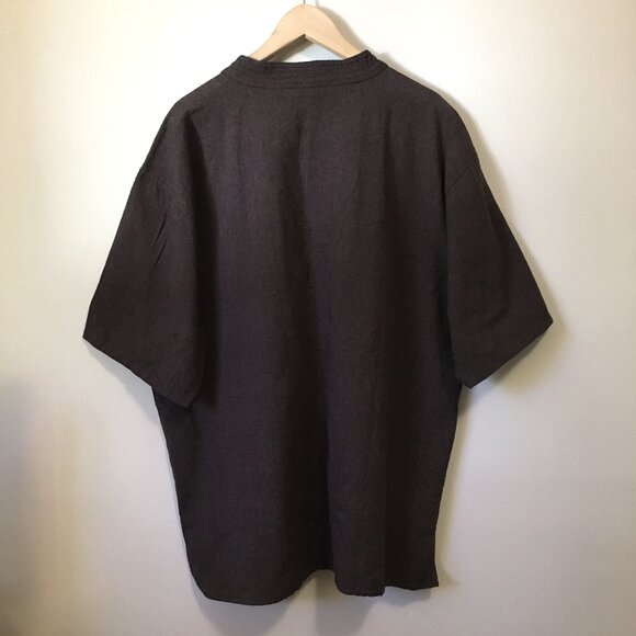 Brown Medieval D&D Tie Up Collar Tunic Pub Wear - Picture 2 of 16